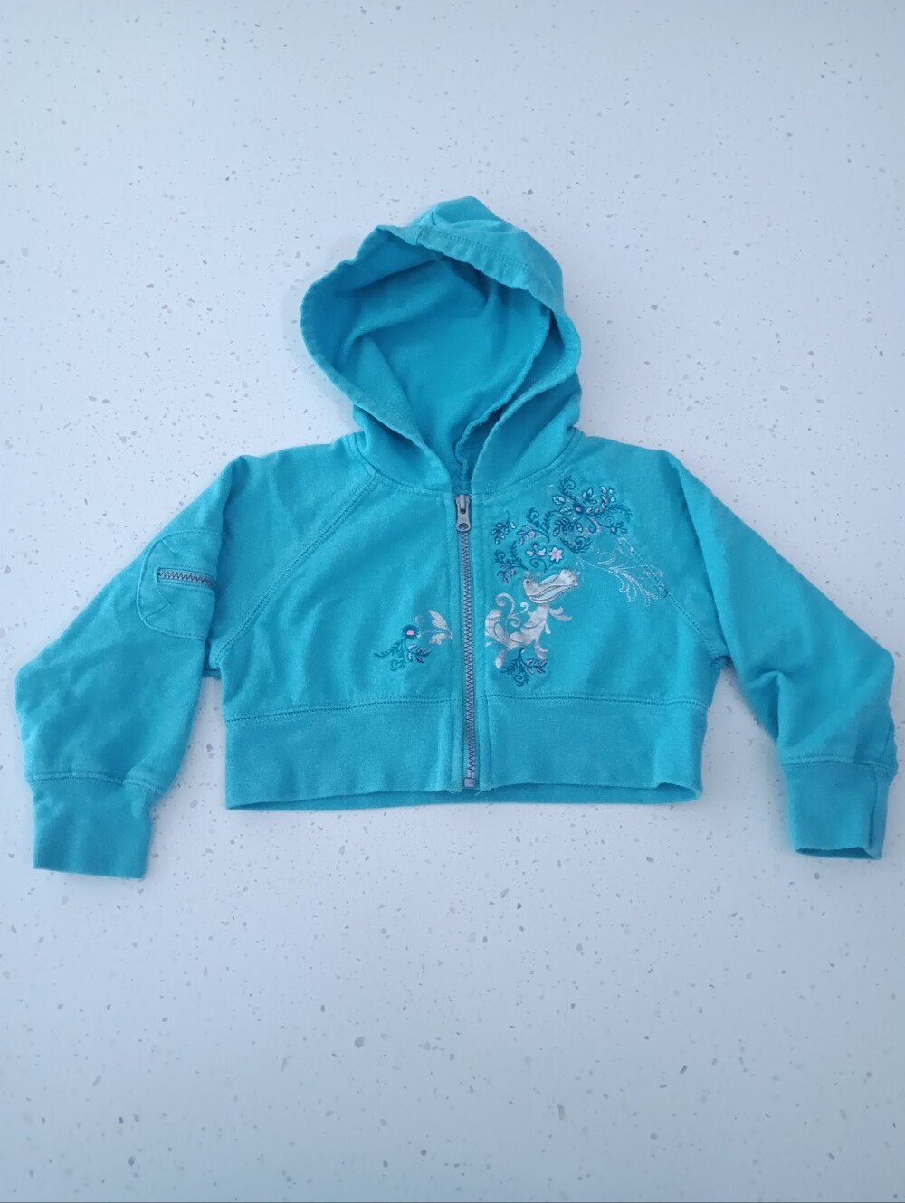 Vintage Girls' Blue And Silver Cropped Jacket Size 2T